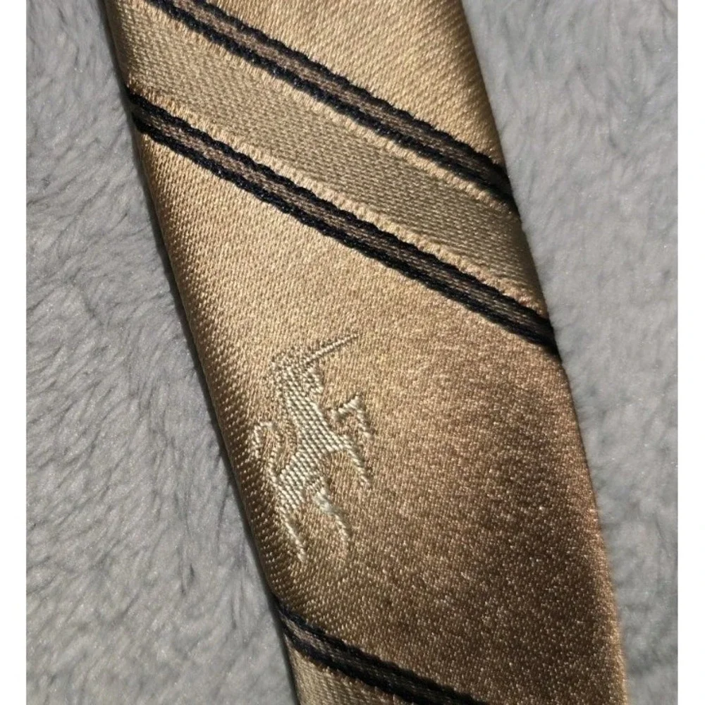 Vintage Bronzini Tie Brown with Diagonal Stripes with‎ Unicorn Emblem 57